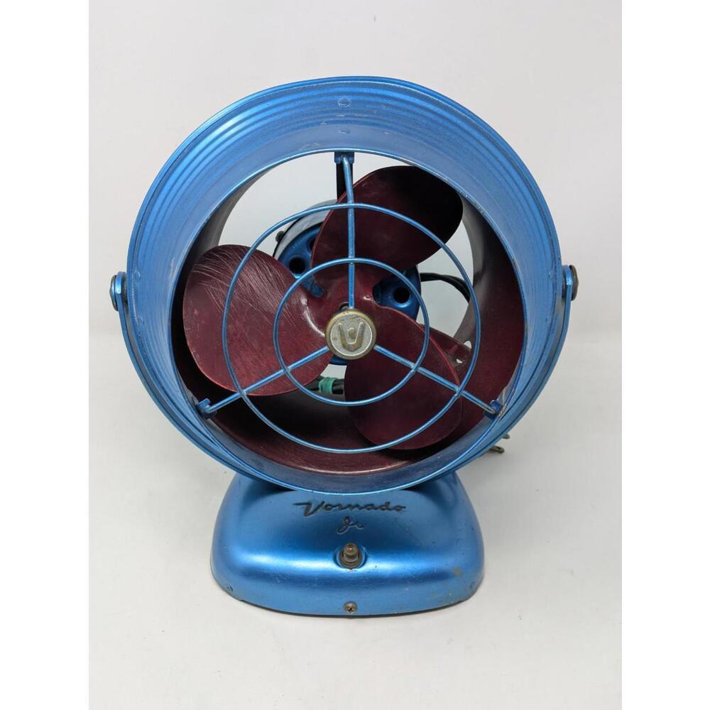 Vintage Vornado Jr Atomic Blue Mid Century Modern Fan 14C2-Excellent
